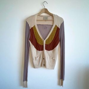 Chaser Patchwork Button Knit Crochet Brand New Cardigan Sweater